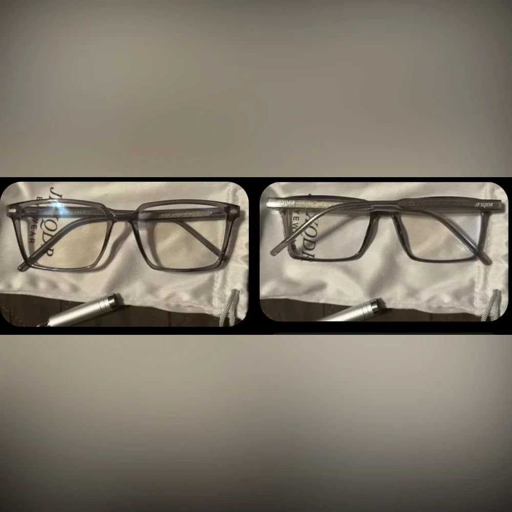 Jfxqdr Blue Light Blocking Glasses For Men Women (clear Gray) complete kit.